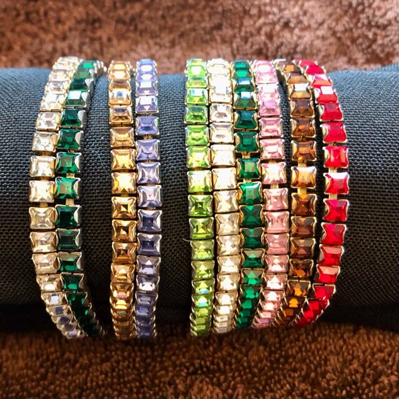 SWAROVSKI Vintage Crystal Lightning Stretch Bracelet Multi Color 2 bundles 5each - Picture 1 of 6
